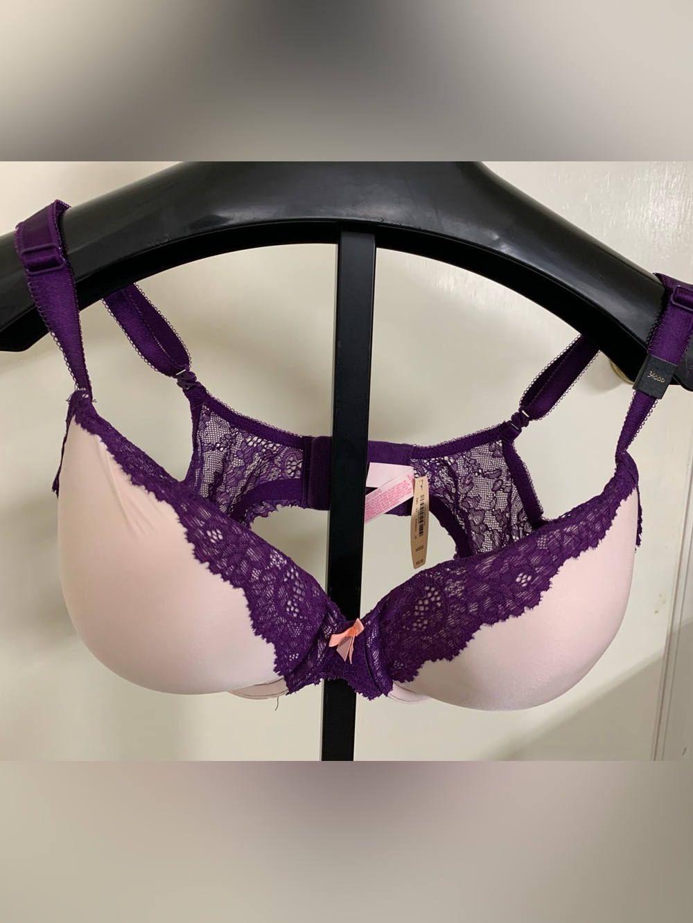 NET Victoria's Secret Dream Angels Perfect Coverage Blush Pink/Purple Bra 34DDD